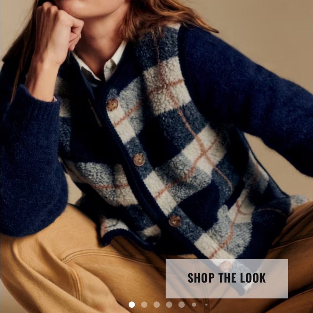 Sezane Fred Vest - Plaid Sherpa Vest - Picture 3 of 6